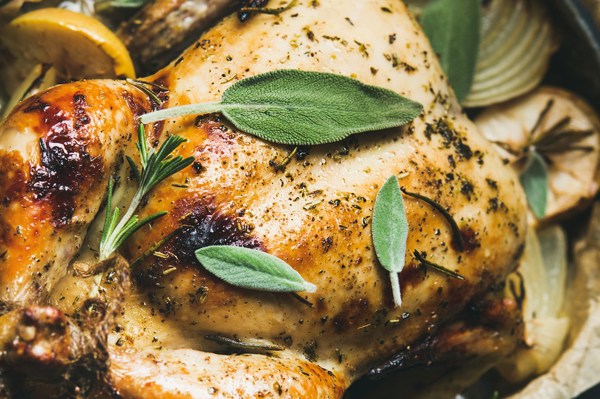Honey-Sage Brined Roasted Whole Chicken