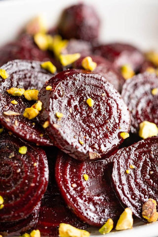 Roasted Beets with Beet Molasses & Toasted Pistachios