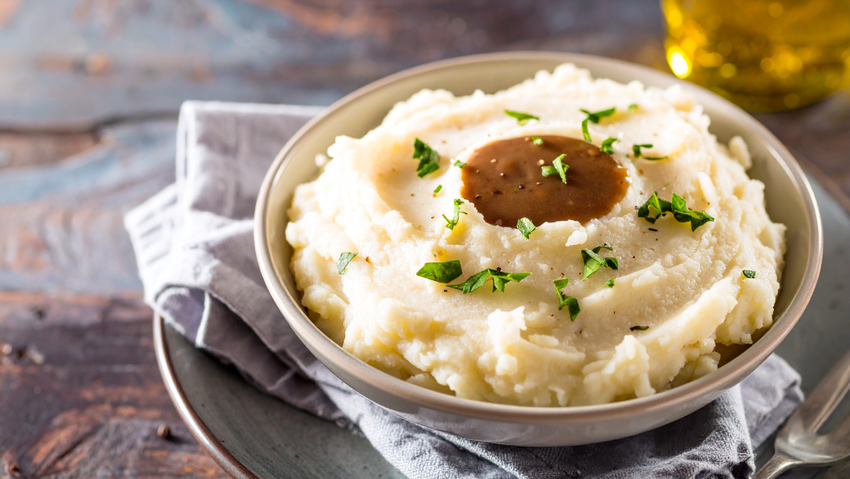 Whipped Truffle Mashed Potatoes with Brown Gravy