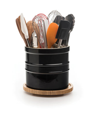 Natural Bamboo Tool Crock Turntable - Lacuisinebozeman