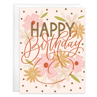 Birthday Greeting Card - Sweet Flowers/Dots - Lacuisinebozeman