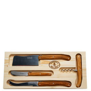 Jean Dubost Olive Wood 4pc Cheese and Wine Set - Lacuisinebozeman