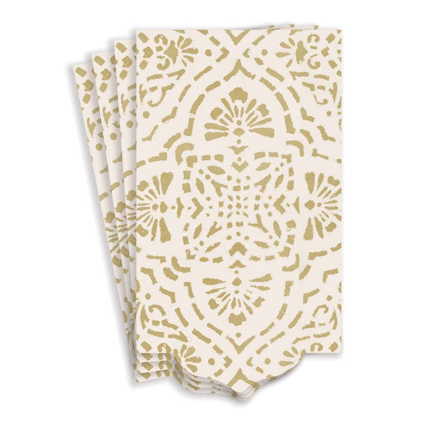 Annika Die-Cut Paper Linen Guest Towel Napkins in Ivory & Gold - 12 Per Package - Lacuisinebozeman
