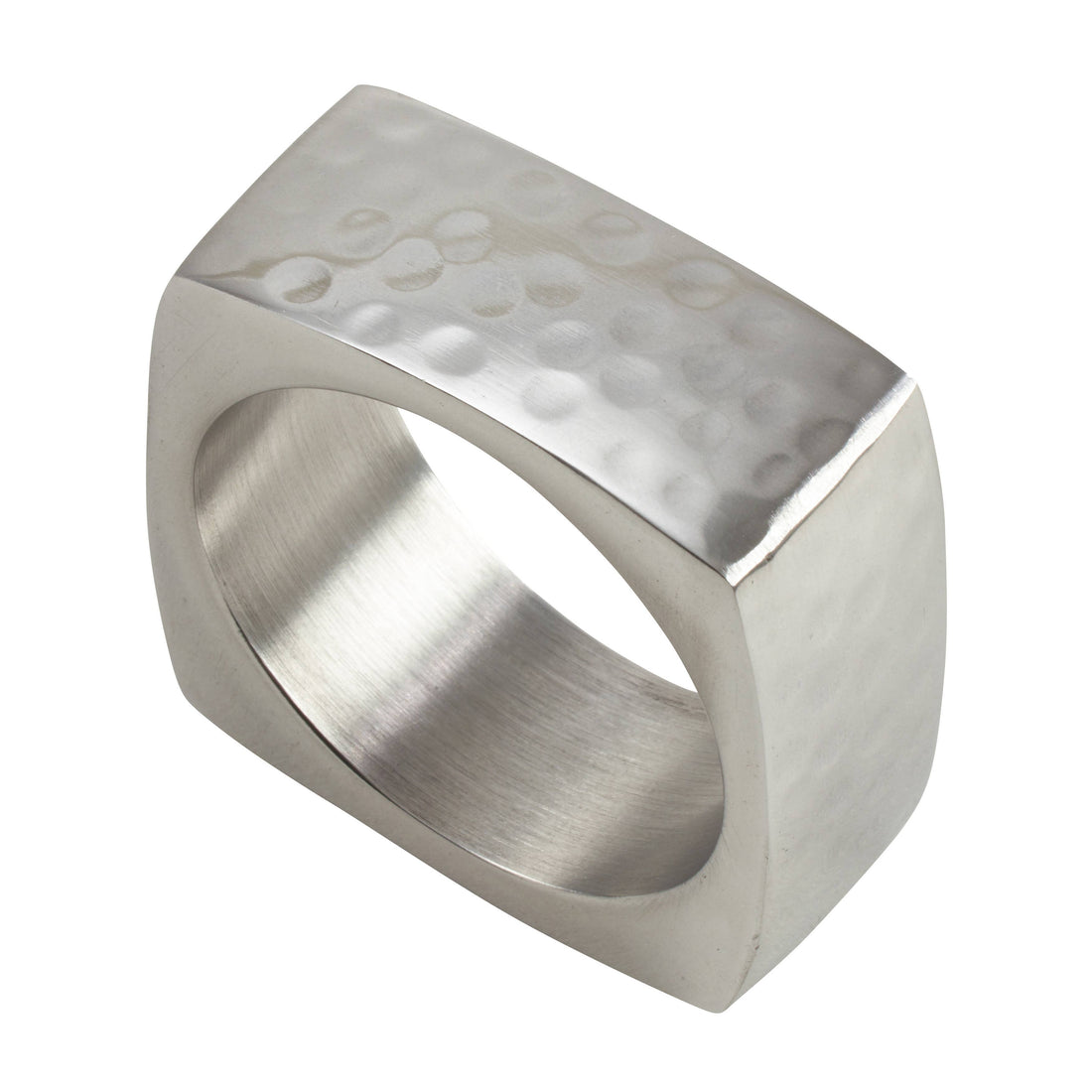 Square Silver Hammered Napkin Ring, Set/4 - Lacuisinebozeman