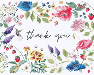 Floral Botanical Thank You - hand painted greeting card : Box Set of 6 - Lacuisinebozeman