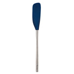 Tovolo Flex-Core silicone and stainless steel jar scraper in deep indigo with a durable handle for efficient food removal