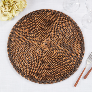 Woven Rattan Placemat, Round - Brown, Set/4 - Lacuisinebozeman