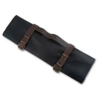 Vintage Leather 7 Pocket Knife Roll - Black - Lacuisinebozeman