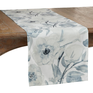 Watercolor Floral Runner: Blue-Grey / 16"x72" - Lacuisinebozeman