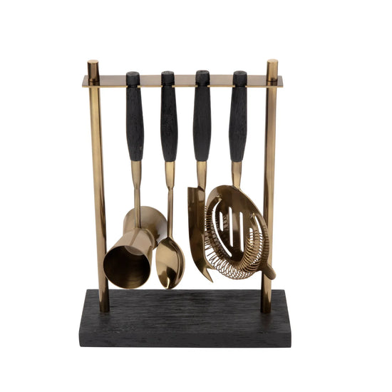 Arendal Aged Bronze Hanging Bar Tool Set - Lacuisinebozeman