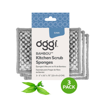Set of 3 Bambou Sponges with Scrub: Gray - Lacuisinebozeman