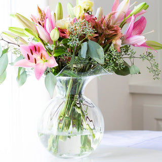 Hibiscus Glass Clear Large Fluted Vase - Lacuisinebozeman