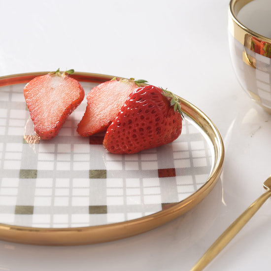 Small Plate, White/Gold Plaid - Lacuisinebozeman
