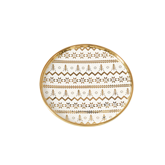 Small Plate, White/Gold Fair Isle - Lacuisinebozeman