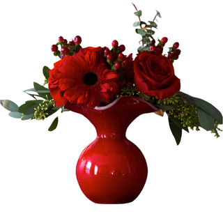 Hibiscus Glass Red Small Fluted Vase - Lacuisinebozeman
