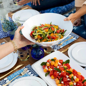 Lastra White Large Melamine Shallow Serving Bowl - Lacuisinebozeman