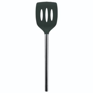 Silicone Slotted Turner SS Handle Charcoal - Lacuisinebozeman