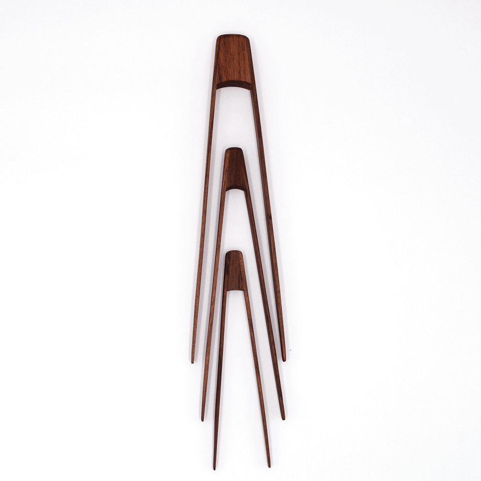 9” Walnut Wood Tongs: Medium - Lacuisinebozeman