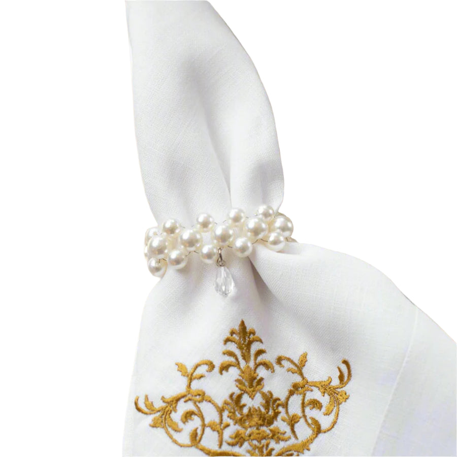 Pearl with Teardrop Napkin Ring Set/4 - Lacuisinebozeman
