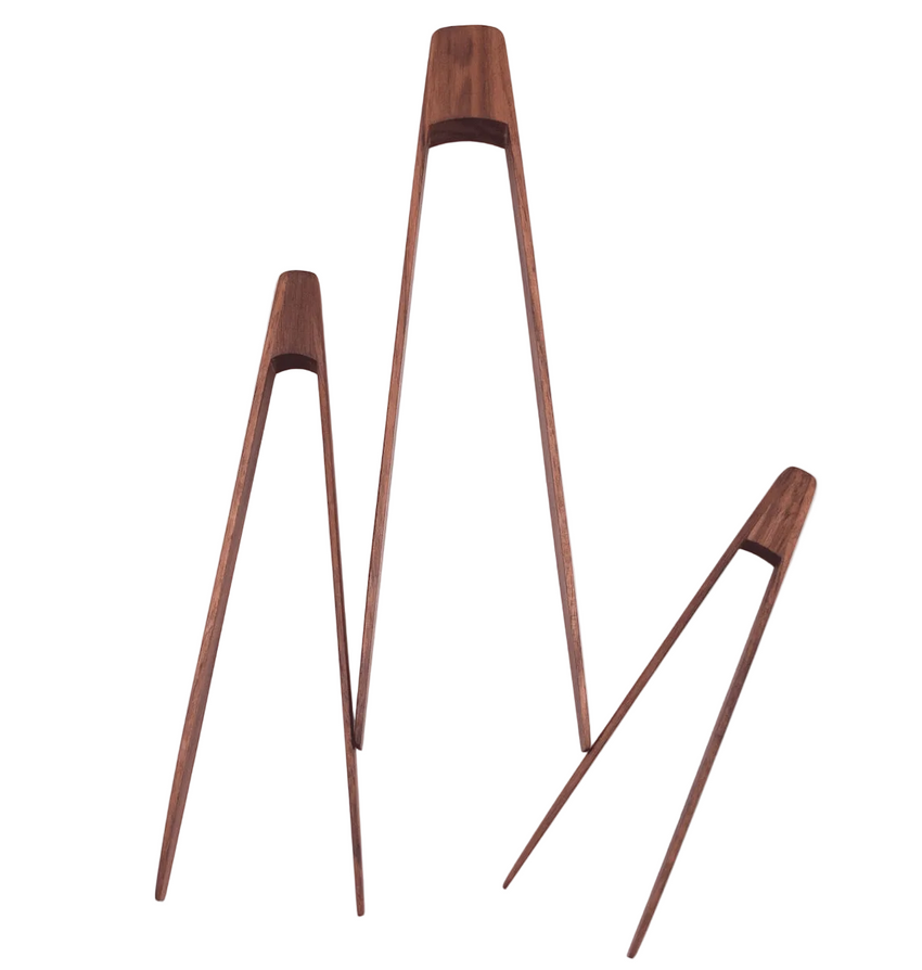 7” Walnut Wood Tongs: Small - Lacuisinebozeman
