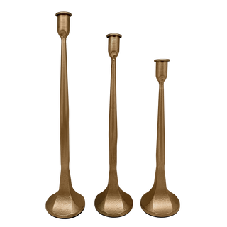 Gold Cast Iron Taper Candle Holders, Set/3 - Lacuisinebozeman