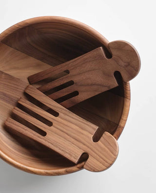 9" Walnut Wood Salad Hands - Handmade Serving Utensils - Lacuisinebozeman