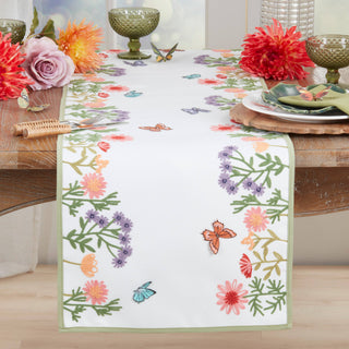 Embroidered Floral Butterfly Decorative Table Runner - Multi - Lacuisinebozeman