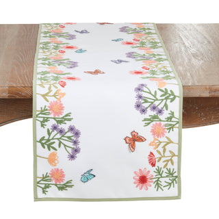 Embroidered Floral Butterfly Decorative Table Runner - Multi - Lacuisinebozeman