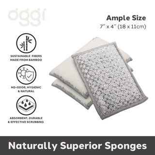 Set of 3 Bambou Sponges with Scrub: Gray - Lacuisinebozeman