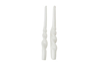 Lacquered Tall Twisted Taper Candles, White, Set/2 - Lacuisinebozeman
