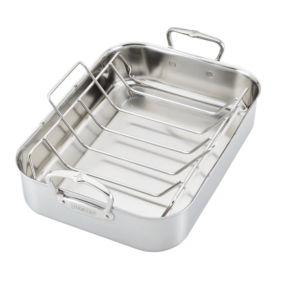 Provisions Classic Polished Clad Roaster W/ Tension rack, Small - Lacuisinebozeman
