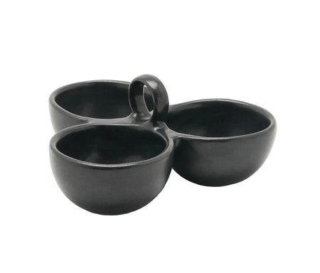 Desmond Glaze Triple Nut Dish - Black - Lacuisinebozeman